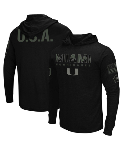 Colosseum Men's Black Miami Hurricanes Oht Military-inspired Appreciation Hoodie Long Sleeve T-shirt