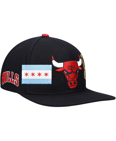 PRO STANDARD MEN'S BLACK CHICAGO BULLS DOUBLE LOGO SNAPBACK HAT