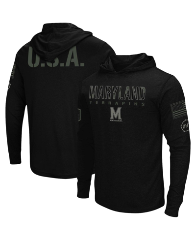 COLOSSEUM MEN'S BLACK MARYLAND TERRAPINS OHT MILITARY-INSPIRED APPRECIATION HOODIE LONG SLEEVE T-SHIRT