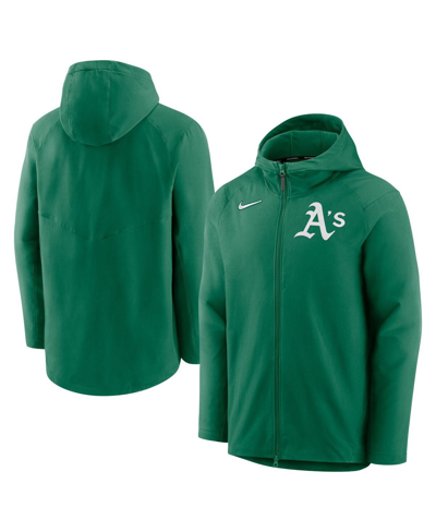 NIKE MEN'S KELLY GREEN, OAKLAND ATHLETICS AUTHENTIC COLLECTION FULL-ZIP HOODIE PERFORMANCE JACKET