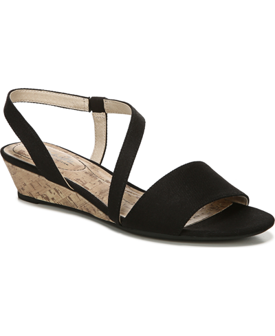 Lifestride Yasmine Strappy Wedge Sandals In Black Canvas