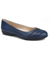 Cliffs By White Mountain Womens Padded Insole Ballet Flats In Navy Burnished Smooth - Polyurethane