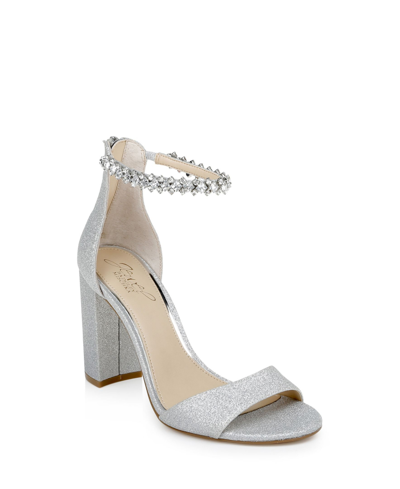 Jewel Badgley Mischka Women's Louise Evening Sandal Women's Shoes In Silver-tone Glitter