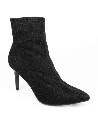 Jones New York Macee Womens Shimmer Pointed Toe Ankle Boots In Black