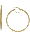 Macy's Textured Medium Hoop Earrings In 10k Gold, 40mm In Yellow Gold