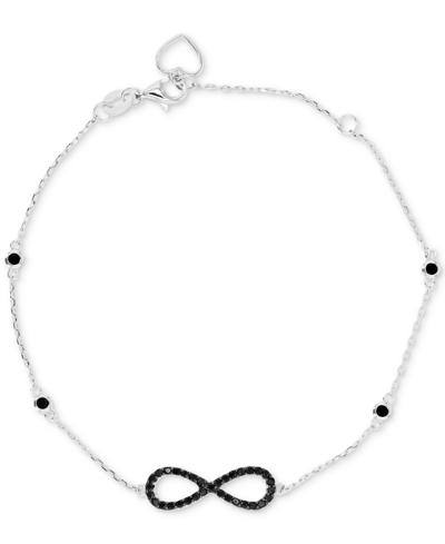 Macy's Black Spinel Infinite Chain Bracelet (1/2 Ct. T.w.) In Sterling Silver