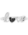 Macy's Black Spinel Love Ring (1/20 Ct. T.w.) In Sterling Silver & Black Rhodium-plate In Black