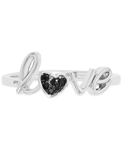 Macy's Black Spinel Love Ring (1/20 Ct. T.w.) In Sterling Silver & Black Rhodium-plate