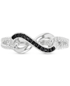 Macy's Black Spinel Infinity Ring (1/10 Ct. T.w.) In Sterling Silver & Black Rhodium-plate In Black