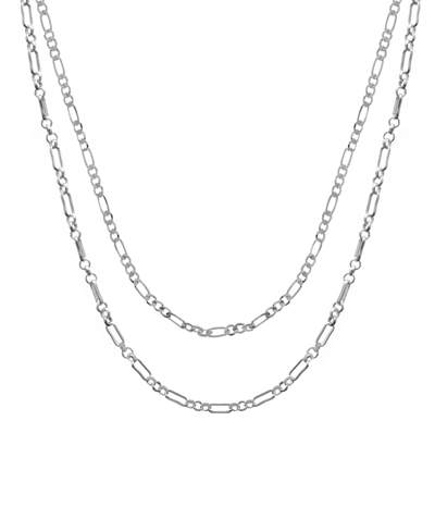 And Now This 15.25" And 17.5" + 2" Extender Silver Plated Or Two-tone Multi-chain Layered Necklace