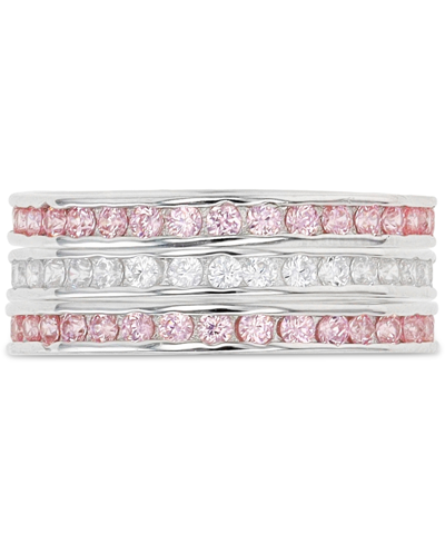 Macy's Cubic Zirconia Stack Look Ring In Sterling Silver Or 14k Gold-plated Sterling Silver