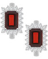 Macy's Rhodolite Garnet (2-1/2 Ct. T.w.) & White Topaz (3/4 Ct. T.w.) Halo Hoop Earrings In Sterling Silver In Garnet