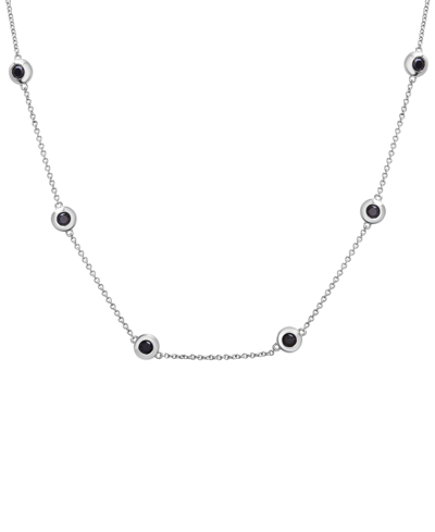 Macy's Onyx Bezel Station Necklace In Sterling Silver, 16" + 1" Extender