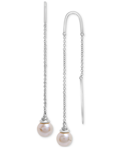 Macy's Cultured Freshwater Pearl (8mm) Threader Earrings In Sterling Silver