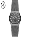 Skagen Women's Grenen Lille Charcoal Stainless Steel Mesh Three Hand Date Watch, 26mm In Gray