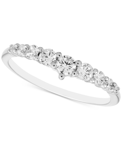 Macy's Diamond Contour Band (1/2 Ct. T.w.) In 14k White Gold In Metallic