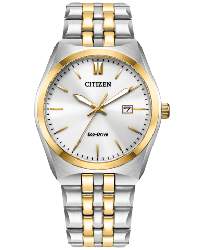Citizen Eco-drive Men's Corso Two-tone Stainless Steel Bracelet Watch 40mm In Two Tone  / Gold Tone / White