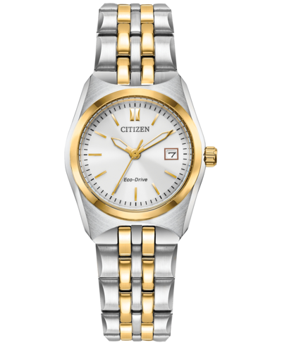 Citizen Eco-drive Women's Corso Two-tone Stainless Steel Bracelet Watch 28mm In White/gold