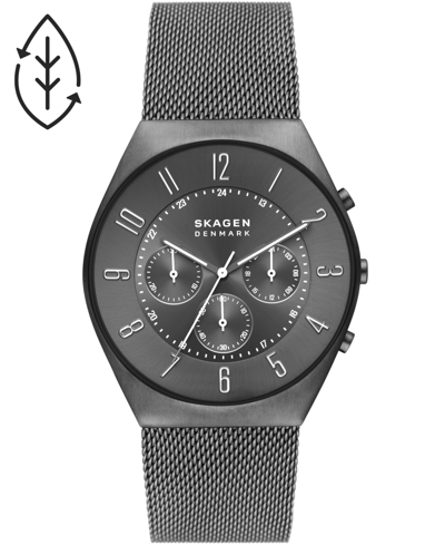 Skagen Men's Grenen Charcoal Stainless Steel Mesh Chronograph Watch, 42mm In Gray