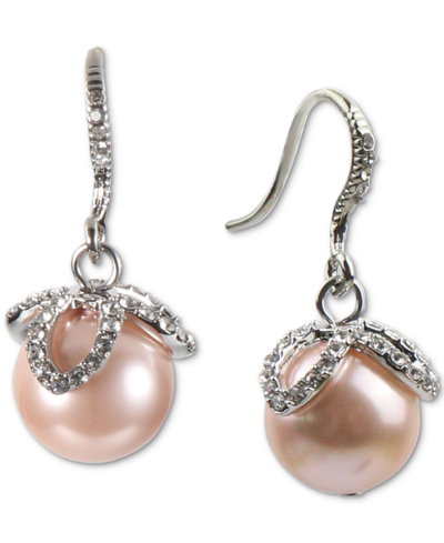 Charter Club Imitation Pearl & Crystal Drop Earrings, Created For Macy's In Pink