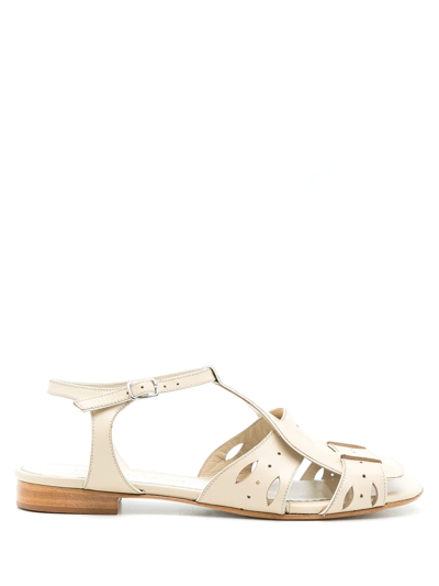 Sarah Chofakian Miller Flat Sandals In Neutrals