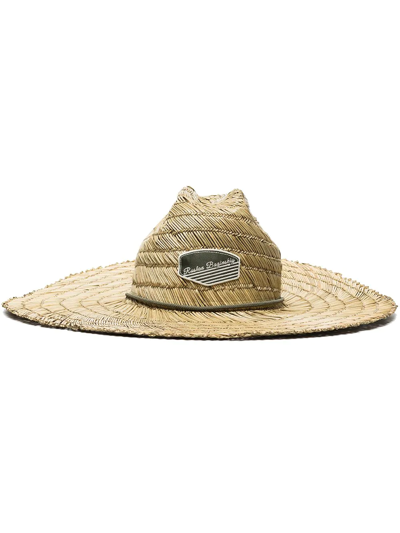 Ruslan Baginskiy Neutral Logo Straw Fedora Hat In Neutrals