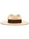 RUSLAN BAGINSKIY CHAIN-EMBELLISHED FEDORA STRAW HAT