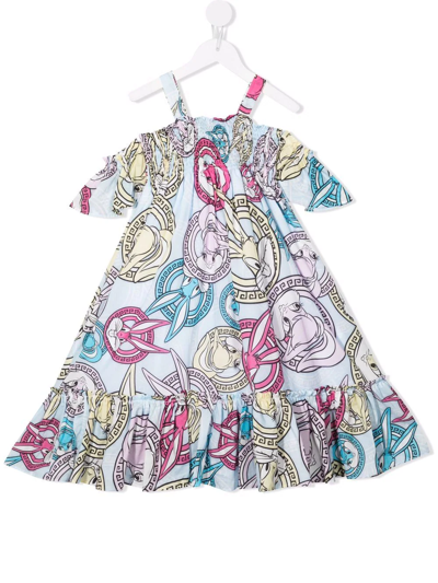 Monnalisa Kids' Lola Bunny Printed Cotton Poplin Dress In Multicolor