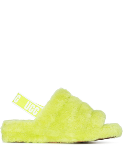 Ugg Fluff Yeah 皮毛一体凉鞋 In Green