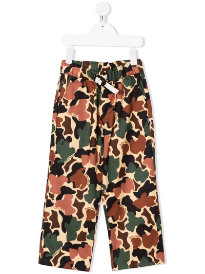 Palm Angels Kids' Camouflage Chino Trousers In Khaki