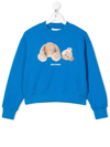 Palm Angels Kids' Bear-motif Crew-neck Sweatshirt In Blue