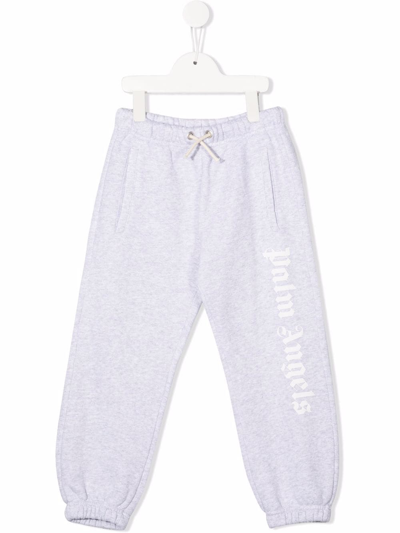 Palm Angels Kids' Logo-print Cotton Jogging Bottoms 4-10 Years In Grey