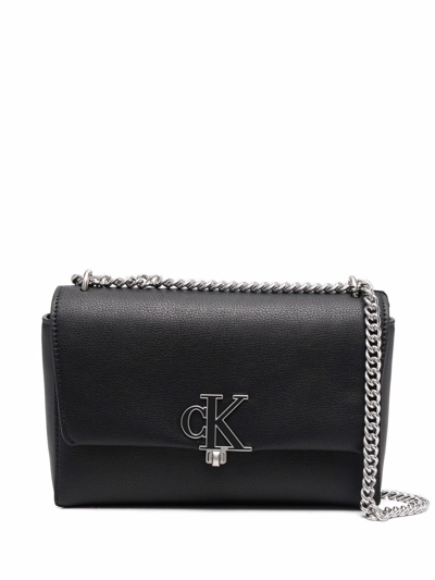 Calvin Klein Logo-plaque Crossbody Bag In Black