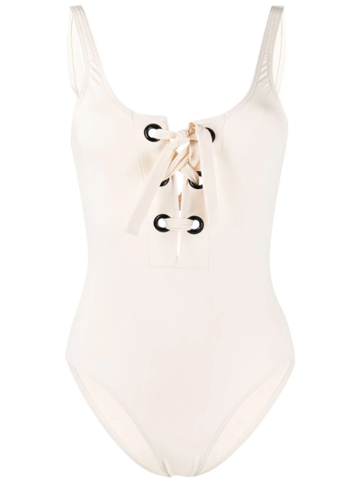 Eres Cleodore Lace-detail Swimsuit In Neutrals