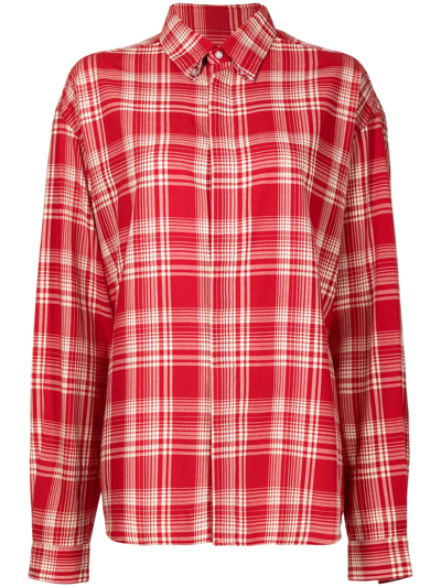 Rta Sierra Plaid Long Sleeve Button-up Shirt In Red