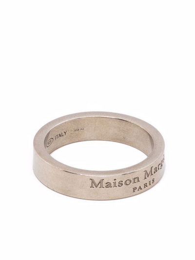 Maison Margiela Brushed Logo-engraved Ring In Silver