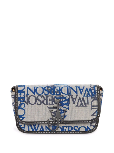 Jw Anderson Anchor Chain Baguette - Shoulder Bag In Black_off_white_blue