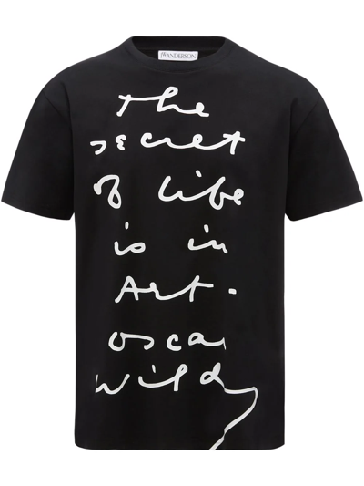 Jw Anderson Oscar Wilde Capsule- Quote Relaxed Fit T-shirt In Black