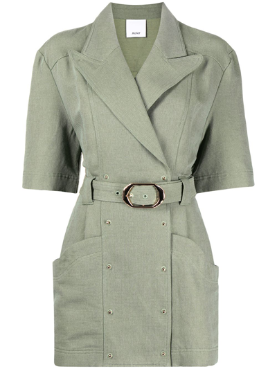 Acler Dunstan Belted-wait Dress In Green