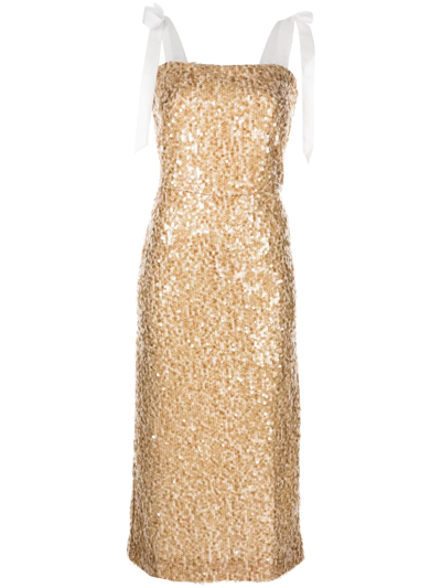 Baruni Embellished Midi Dress In Gold