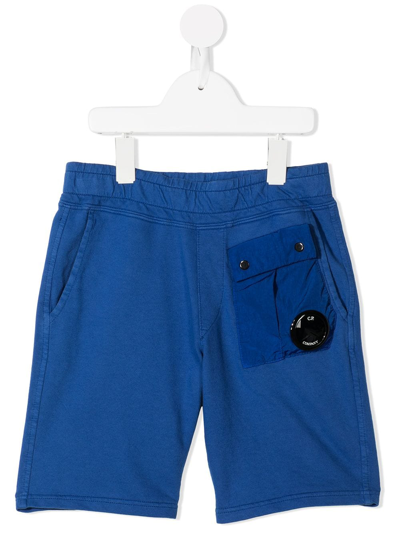 C.p. Company Kids' Micro-lens Shorts In Blue