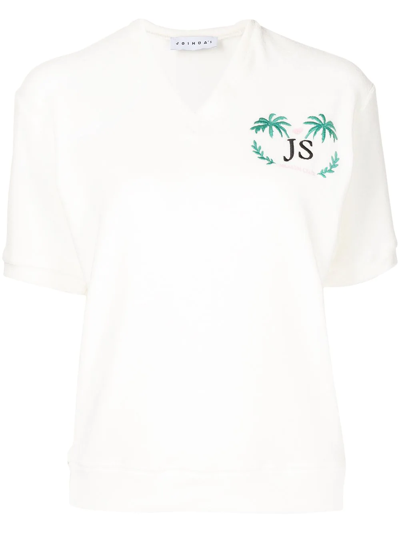 Joshua Sanders Logo-embroidered V-neck T-shirt In White