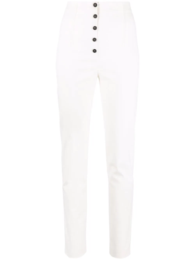 Philosophy Di Lorenzo Serafini High-waist Slim-fit Canvas Trousers In Bianco