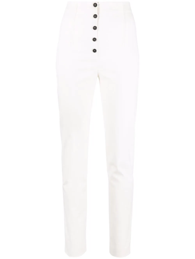 Philosophy Di Lorenzo Serafini High-waist Slim-fit Canvas Trousers In White