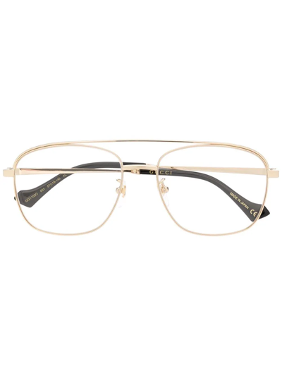 Gucci Pilot-frame Glasses In Gold