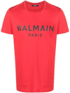 Balmain Cotton T-shirt With Logo Print In Red