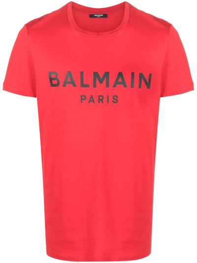 Balmain Logo印花t恤 In Red