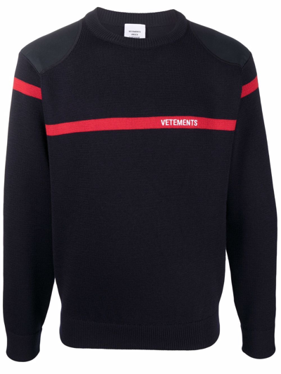 Vetements Navy Blue Cotton & Cashmere Sweater