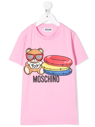 Moschino Kids' Teddy Bear-motif T-shirt In Pink