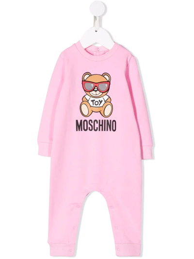 Moschino Babies' Teddy Bear-print Romper In Pink